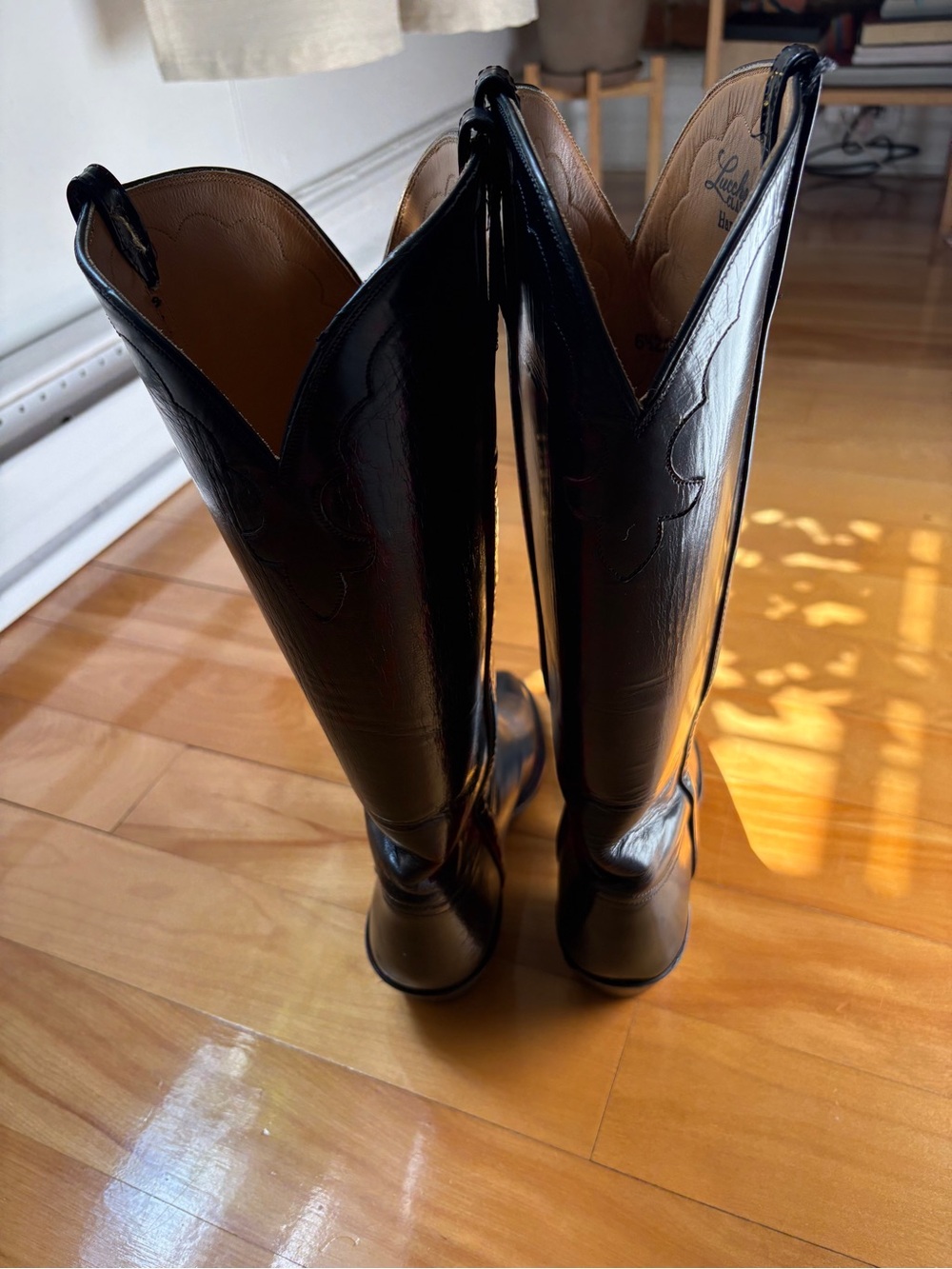 Luchesse Black Tall Cowboy Boots size 7 - Picture 3 of 8